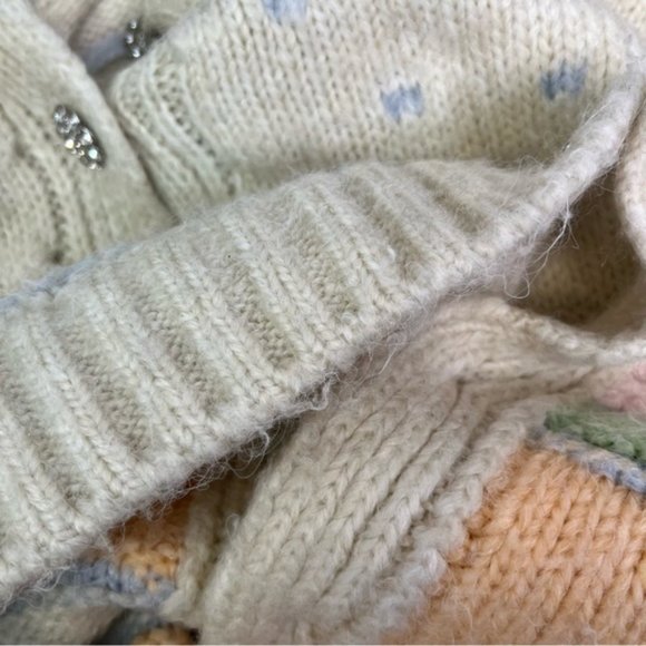 Zara Jewel Cream Pastel Button Jacket Cardigan Knit Oversized Medium - Picture 7 of 9